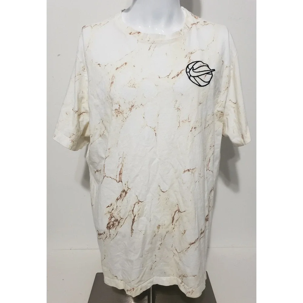 The Nike Tee Marble Basketball Nike Logo inside Size XXL White Beige Black